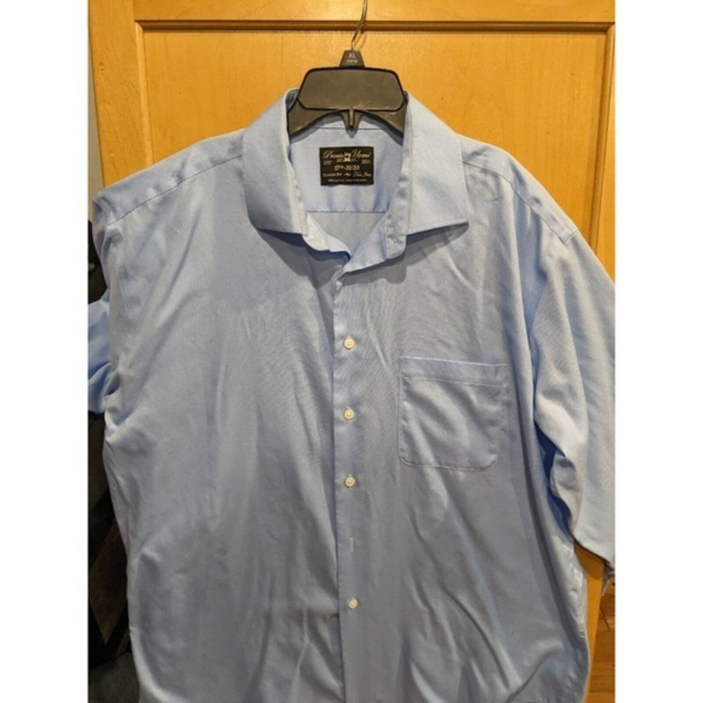 Pronto Uomo‎ Mens Button Down Long Sleeve Classic Fit cotton Shirt Blue Size XL